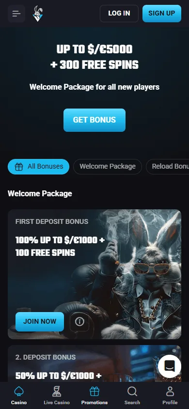Playmojo Casino mobile promotions page