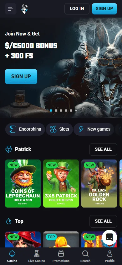 Playmojo Casino mobile home page